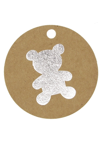 [K1020434] Kadokaartje Baby Beer Metallic Zilver 5cm 50stuks OP IS OP