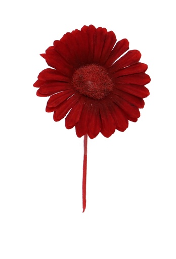[K1340794] Kado Decoratie Gerbera Bloem Rood Met IJzerdraad 6.5x10cm 12stuks