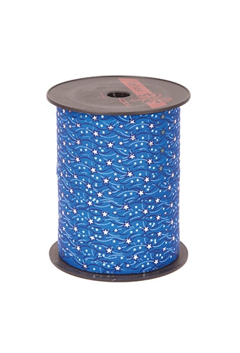 [K777063] AKTIE Kerst Krullint Stars Blauw Mat 7mm x 250 meter OP IS OP