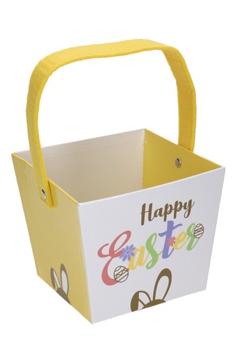[K1360636] Paasdoos Mandje Happy Easter Met Handgreep 14x14x12cm 6stuks