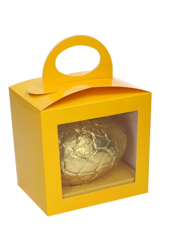 [K1360633] Paasdoosje Geel Met Venster Met Hengsel & Sokkel 16x12x15.5cm 25stuks
