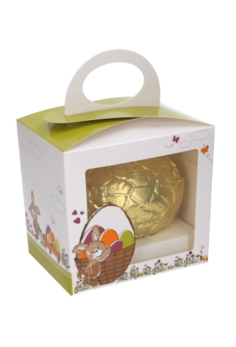 [K1360630] Paasdoosje Haas Met Venster Met Hengsel & Sokkel 19x14x18.5cm 25stuks