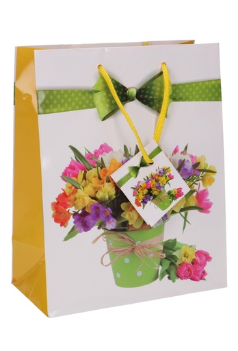 [K1110801] Kadotasjes Bloem Medium Bloemen Boeket in Emmertje 18x10x23cm 12stuks