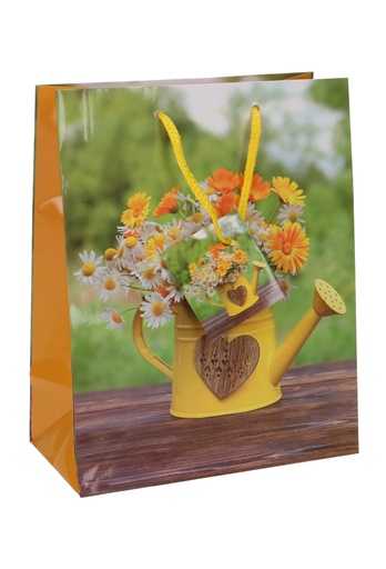 [K1110802] Kadotasjes Bloem Medium Bloemen Boeket in Gieter 18x10x23cm 12stuks