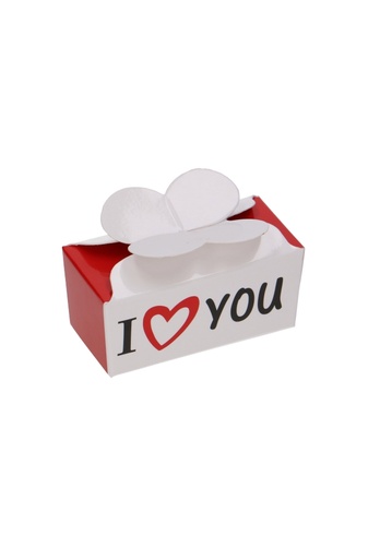 [K1360640] Bonbondoosjes I Love You 2 bonbons & Vlindersluiting 6.5x3x3cm 25stuks