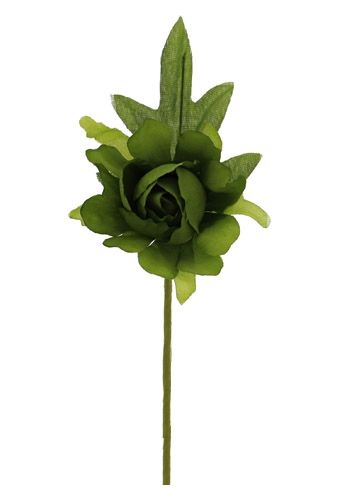 [K1340805] Kado Decoratie Kamelia Bloem & Blad Groen & IJzerdraad 5x13cm 12stuks
