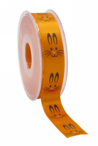 [K1391244] Luxe Satijn Lint Oranje Happy Easter Bunny 22mm x 25meter