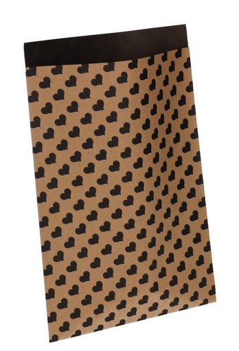 [K1071003] Kadozakjes Kraft Zwart Hartjes 17x25cm 200stuks Geschenkverpakking