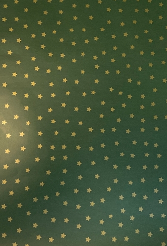[K179023] Kerstpapier Donker Groen Stars 80gram 50cm x 150meter