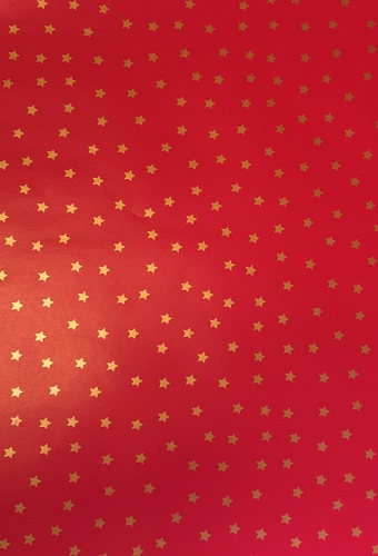 [K179024] Kerstpapier Warm Rood Stars 80gram 50cm x 150meter