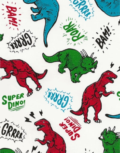 [180034-50] Cadeaupapier Coated super dino green & red & blue 50cm x 200meter