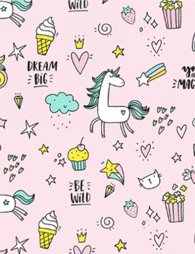 [180035-50] Cadeaupapier Coated lovely unicorn pink 50cm x 200meter