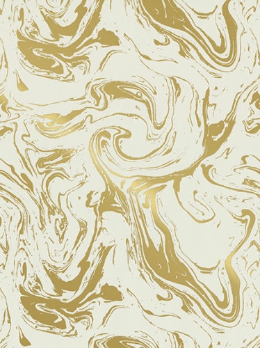 [180060-50] Cadeaupapier Coated fluid marble creme & gold 50cm x 200meter