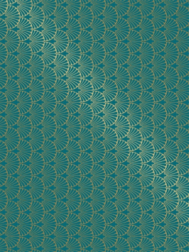 [180050-70] Cadeaupapier Coated victora petrol & gold 70cm x 200meter