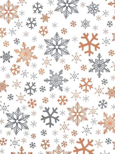 [180103-50] Kerstpapier Metallic snow crystal white copper 50cm x 200meter