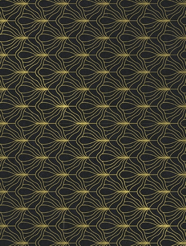 [180126-70] Kraftpapier Reclycled kraft artdeco fan black gold 70cm x 200meter