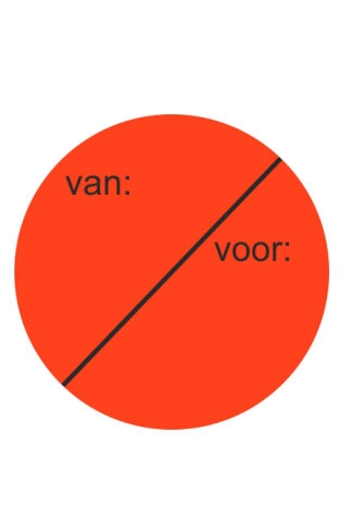 [K1210279] Etiketten Van & Voor Fluor Rood 3.5cm 500stuks