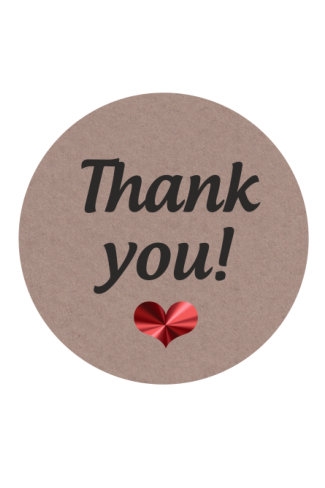 [K1210290] Etiketten Liefde Thank You Hartje Kraft 4cm 500stuks
