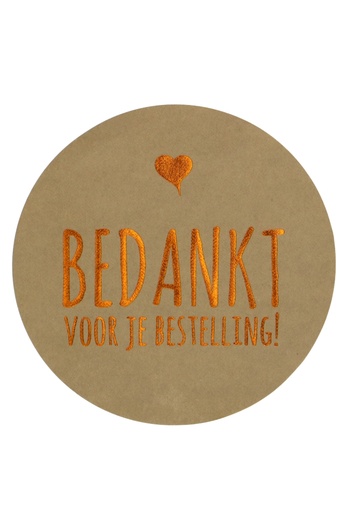 [K1210287] Etiketten Everyday Bedankt Voor je Bestelling. Zandkoper XL9.7cm 250st