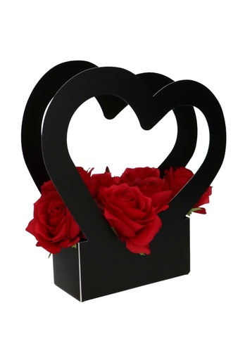 [K1272116-FLOWER] Korf met Hartvorm Flowerbox  Zwart Klein 18x7x8cm 10stuks