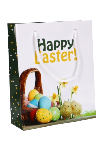 [K1110811] Paastasjes Happy Easter & Fijne Pasen Groen 19x7x23cm 10stuks