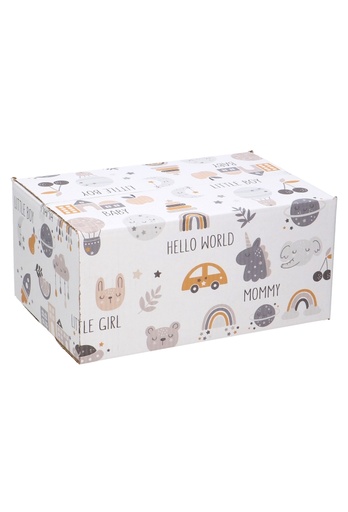 [1910034] Geschenkdozen Baby Hello World 31x20x14cm 30stuks