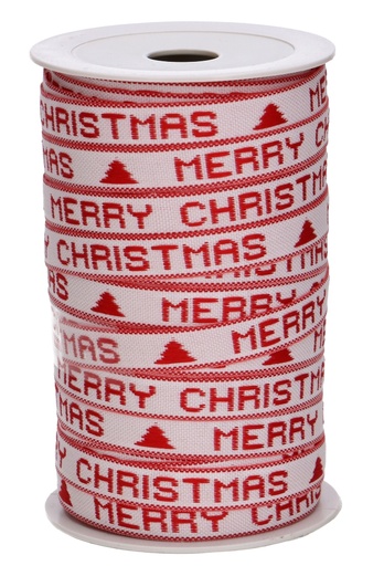 [K1391249] Kadolint Textiel Geweven Lint Merry Christmas Rood 10mm x 25meter