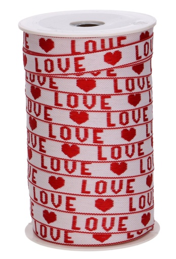 [K1391250] Kadolint Textiel Geweven Lint Love Rood 10mm x 25meter