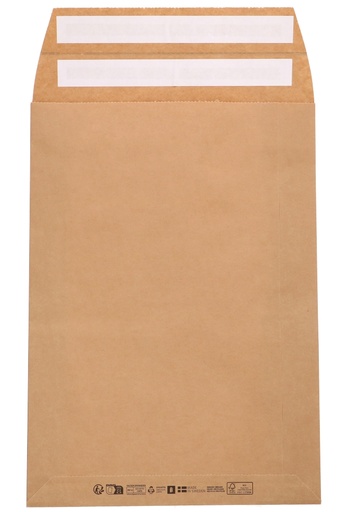 [K1490567] Papieren Verzendzak Zijvouw Zaza Kraft Plakstrip 38x57x10+10cm175st