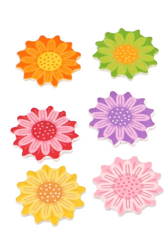 [K1340817] AKTIE Decoplakkers Houten Bloemetjes Assortie Met Plakker 100stuks