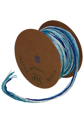 [K1390375] Trio Koord Jute & Papier Wit Blauw Turquoise D. Blauw 10meter