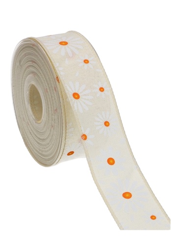 [K1390798] Kadolint Canvas Wit Met Witte Bloemetje 40mm x 10meter