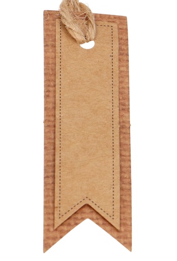 [K1020438] Kadokaartje Label Kraft 2.3x7cm Naturel Blanco & Koord 24stuks