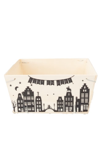 [183005] Houten Korf Bedrukt Sint Versie 2 17x17x7cm 25stuks