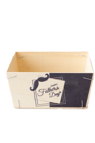 [183006] Houten Korf Bedrukt Vaderdag Versie 4 17x17x7cm 25stuks