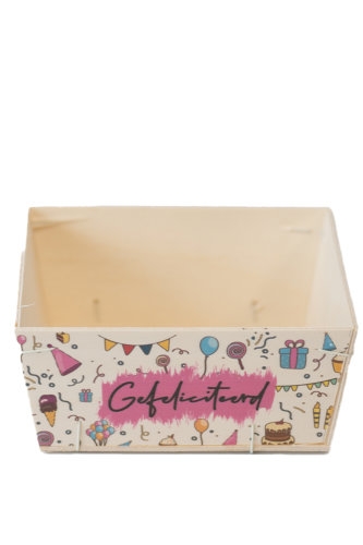 [183007] Houten Korf Bedrukt Verjaardag Versie 1 17x17x7cm 25stuks