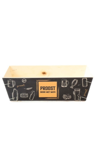 [183018] Houten Korf Bedrukt Bier Proost Versie 1 29x19x9cm 25stuks