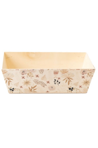 [183021] Houten Korf Bedrukt Bloemen Versie 2 29x19x9cm 25stuks