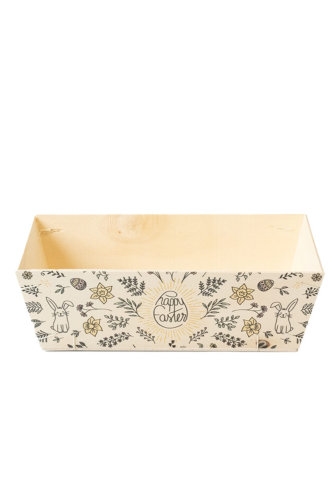 [183048] Houten Korf Bedrukt Paas Versie 2 29x19x9cm 25stuks