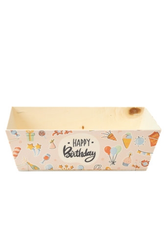 [183065] Houten Korf Bedrukt Verjaardag Versie 2 29x19x9cm 25stuks