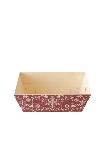 [183080] Houten Korf Bedrukt Kerst Versie 2 34x25x11cm 25stuks