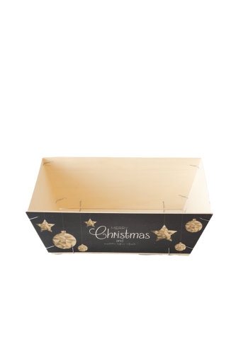 [183082] Houten Korf Bedrukt Kerst Versie 4 34x25x11cm 25stuks