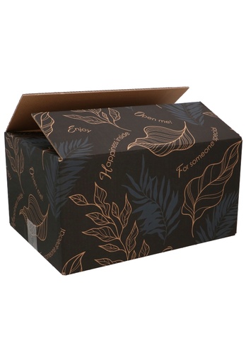 [8101321] Geschenkdozen Leaves Zwart & Kraft 49x39x15cm 15stuks OP IS OP
