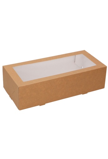[K1272124] Gebaksdozen Kraft Delights Venster 26x12x7cm Kraft Onbedrukt 50stuks