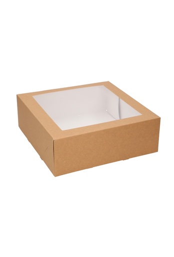 [K1272171] Gebaksdozen Kraft Delights Venster 26x26x9cm Kraft Onbedrukt 50stuks