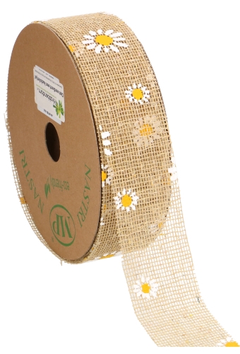 [K1391266] Geschenklint Jute Daisy Naturel 4.5cm x 20 meter