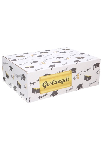 [1910135] Geschenkdozen Geslaagd & Trots 39x29x13cm 15stuks