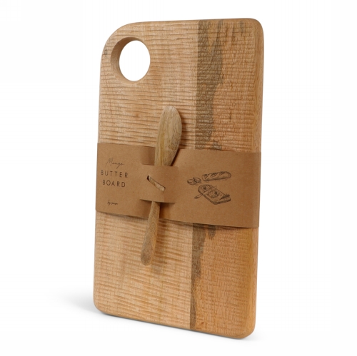 [1681423] Jens Living Mango Boterbord Met Mes Naturel 33x20x1.5cm 1stuks