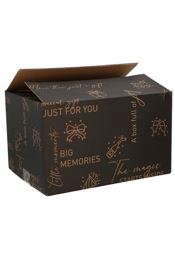 [1401374K] Kerstpakketdozen Magic Black 39x29x10.5cm 15stuks OP IS OP