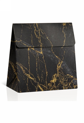 [K1020447] Kadobonnen + Kadozakje Manhattan Marble Black & Gold 14.5x6x14 10stuks